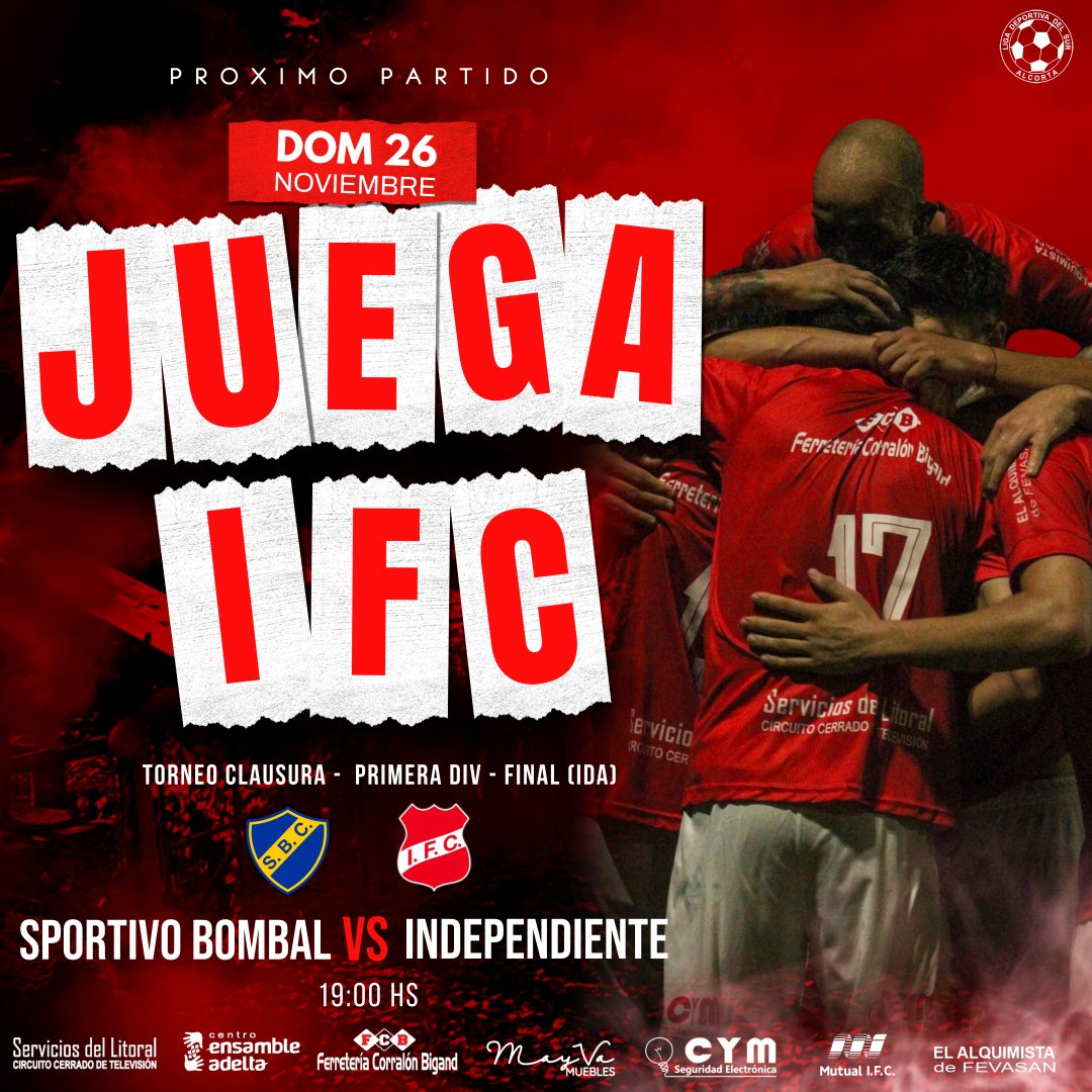 IFCBigand's tweet photo. #JuegaIFC 🇦🇹⚽🔜 

#LDdS - Torneo Clausura - Primera División.
FINAL (IDA) 

Sportivo Bombal vs Independiente

🗓 Domingo 26 de Noviembre 
🕔 19:00 Hs
🏟 Estadio 1° de Spetiembre 

#SiempreIFC #TodoRojo🇦🇹👊 https://t.co/29wA9uE0TM