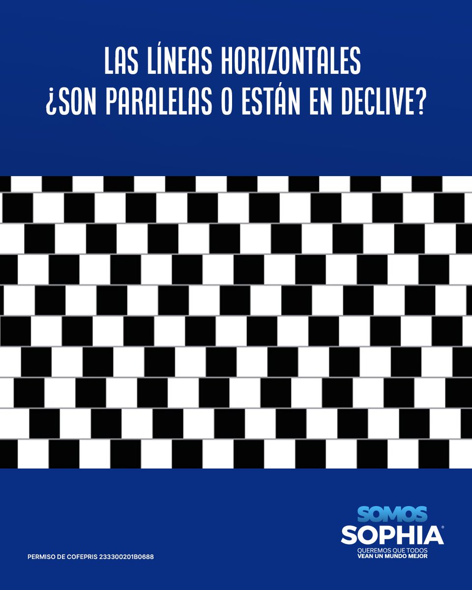 Las ilusiones ópticas son un recordatorio de que nuestros ojos pueden engañar a nuestra mente. ¿Cómo ves las líneas en esta imagen? #SomosSophia #SaludVisual