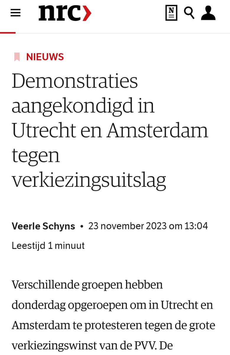 Ja,  ik had op een andere verkiezingsuitslag gehoopt. Maar demonstreren tegen een resultaat van een vrije democratische verkiezing lijkt mij een beetje verspilling van tijd…