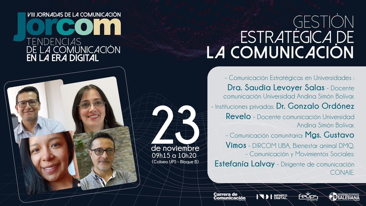 CONAIE_Ecuador's tweet photo. #Quito | Estefanía Lalvay, Dirigenta de Comunicación de la #CONAIE, participa de las VIII Jornadas de Comunicación - #JORCOM: Tendencias de la Comunicación en la era digital, organizada por la Carrera de Comunicación de la @upsalesianaec. Aborda el tema Comunicación y Movimientos Sociales, compartiendo las experiencias y líneas de acción del área de comunicación Conaie, así como el rol fundamental de la comunicación comunitaria, alternativa y popular.
#MediosComunitariosYa
#JorcomUPS2023
#comunicaciondigital
