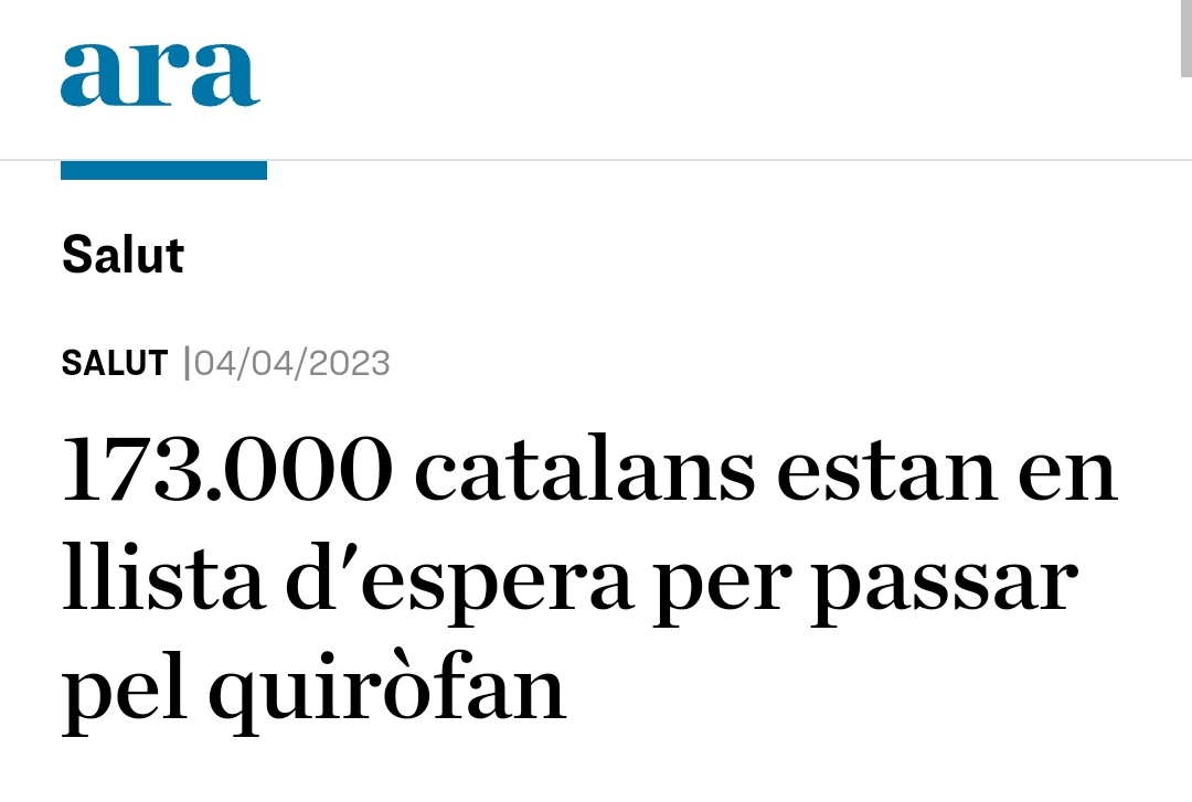 Lluites compartides ?  🤔 

Catalunya 173.000 persones en llistes d'espera quirúrgiques ‼️‼️‼️

Andalucía 192.561 persones en llistes d'espera quirúrgiques ‼️‼️‼️

#RetallarMata #NoOblidem #SanitatPublica