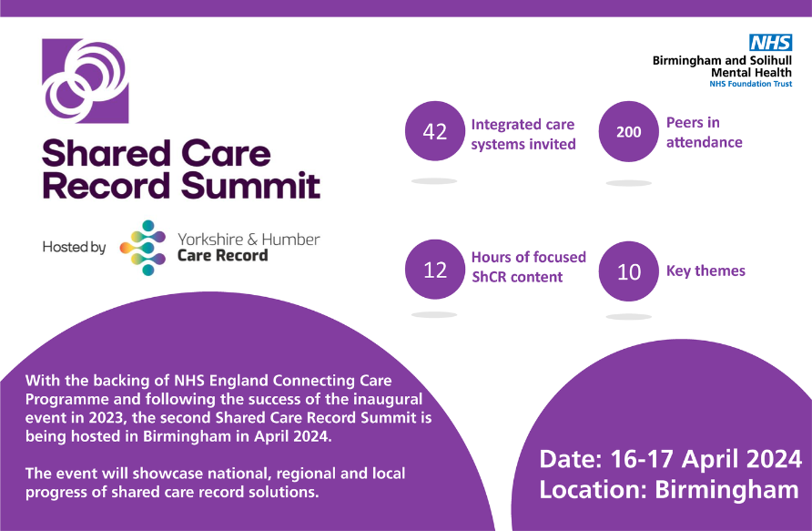 We are delighted to announce the next #SharedCareRecord Summit will take place in April 2024. 

If you work in health &amp; care and can offer progress on shared care records across your ICS, register your interest to present here: rb.gy/cq9kqd