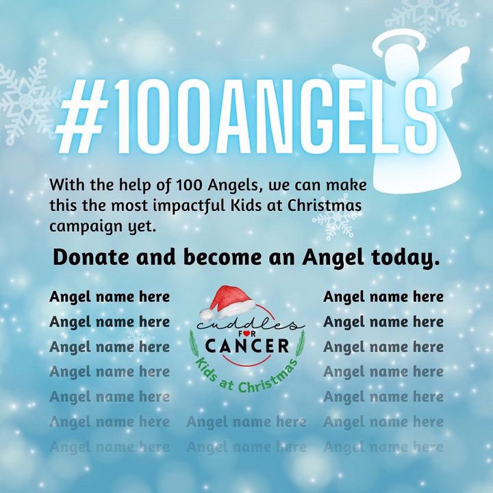Cuddles_4Cancer's tweet photo. We need 100 Angels to donate $50 ea to ensure that our 11th annual Kids at Christmas Campaign is successful 🎄 Please send us a message for more info! Cuddlesforcancer@hotmail.com @FaithIDickinson THANK YOU!#100Angels #GivingBack #BeAnAngelToAChildThisChristmas #MakeADifference https://t.co/YzAC0Sf8ix