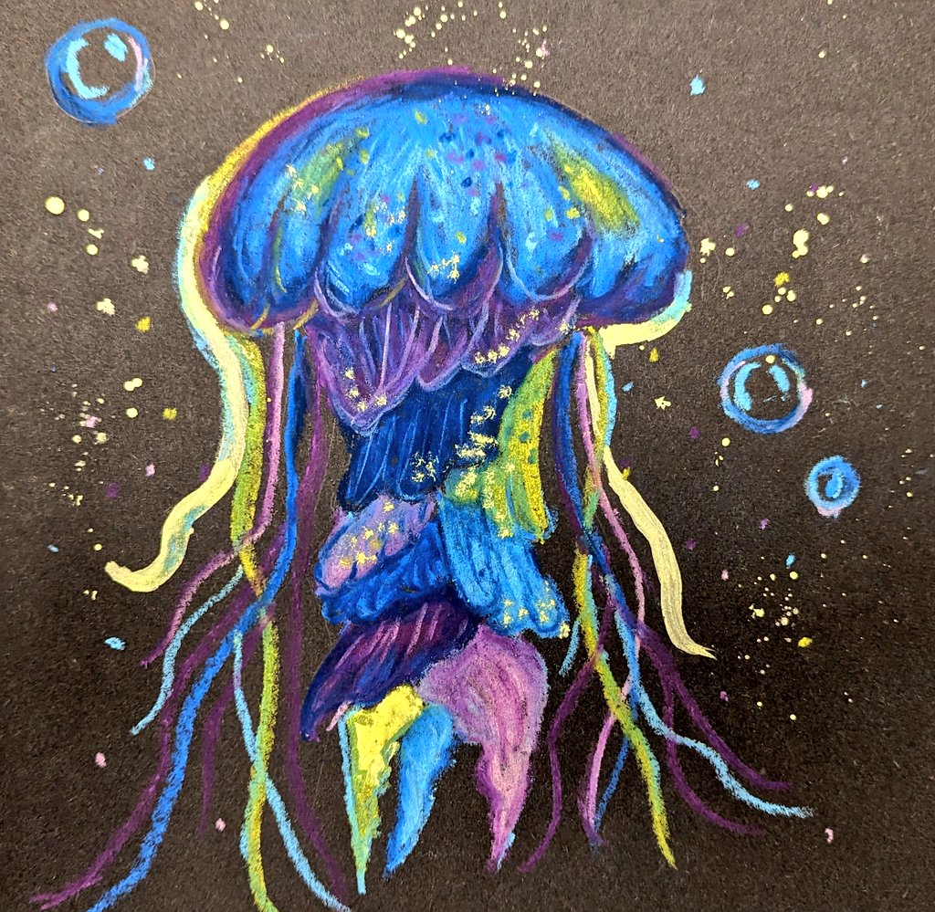 ArmthorpeArt's tweet image. We love teaching neon painting and the students very much enjoyed doing it too... Fab lesson!🪼 #UnderTheSea #NeonPainting #Invert