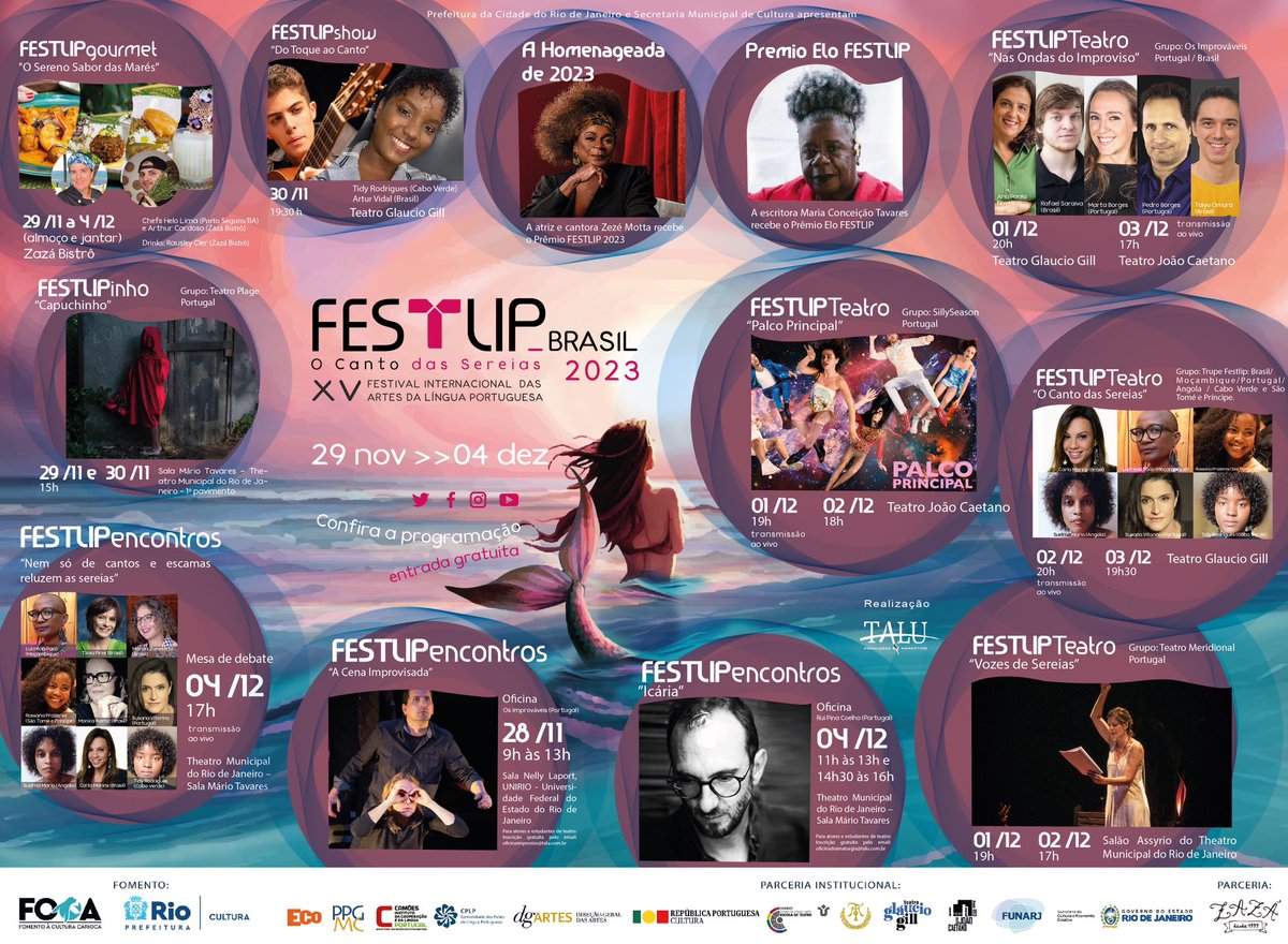 No ano em que comemora sua 15ª edição, o FESTLIP celebra as mulheres ao longo de todo o festival, de 29 de novembro a 4 de dezembro.

Acesse festlip.com.br tenha acesso ao nosso calendário e faça a sua agenda para a nossa programação, que é gratuita. 🧜🏽‍♀️🎟️