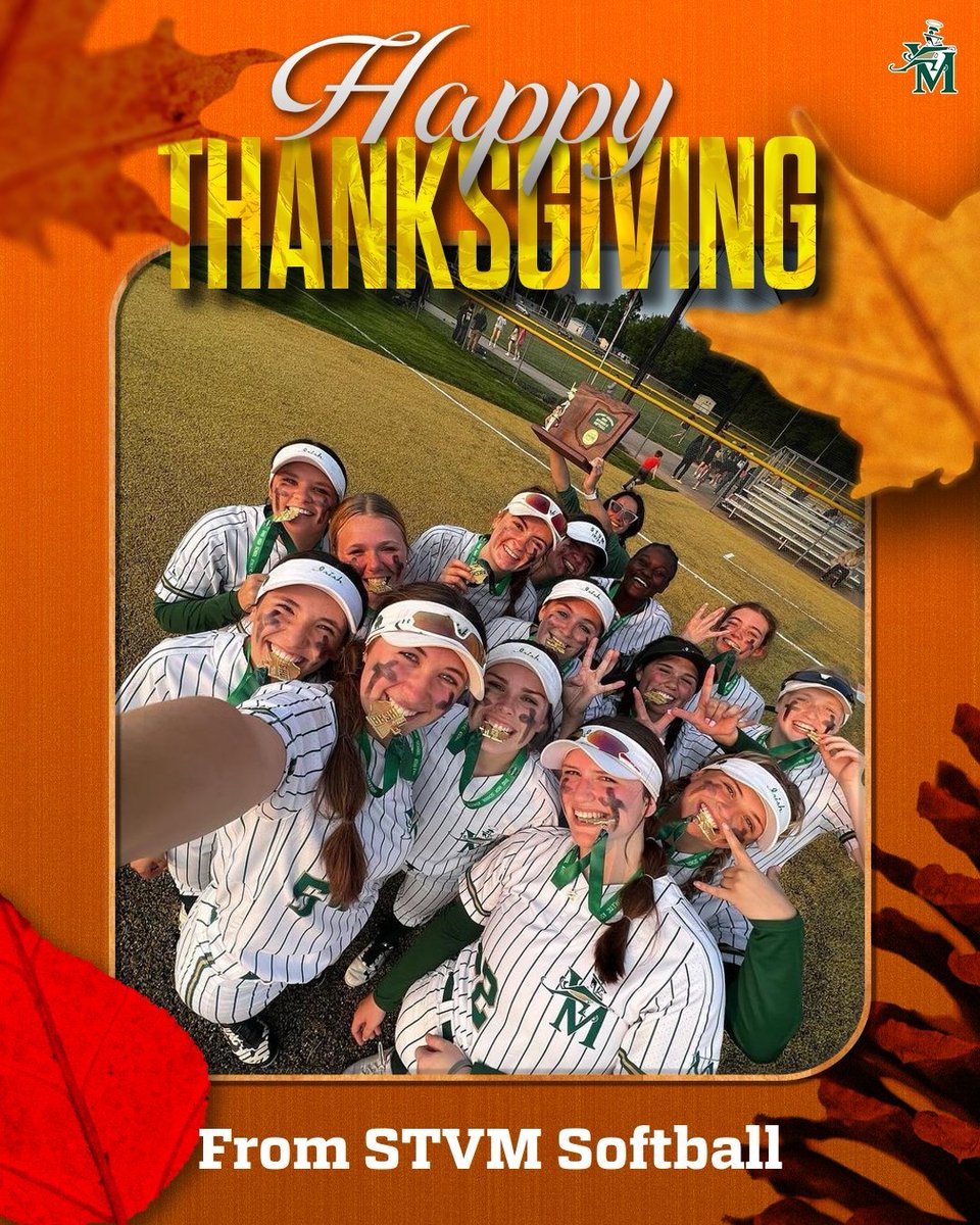 STVM_Softball's tweet photo. Happy Thanksgiving from all of us at @stvm_softball to all of your families. 
#defendthedirt
#Irishsoftball https://t.co/tlYgzW8XdK