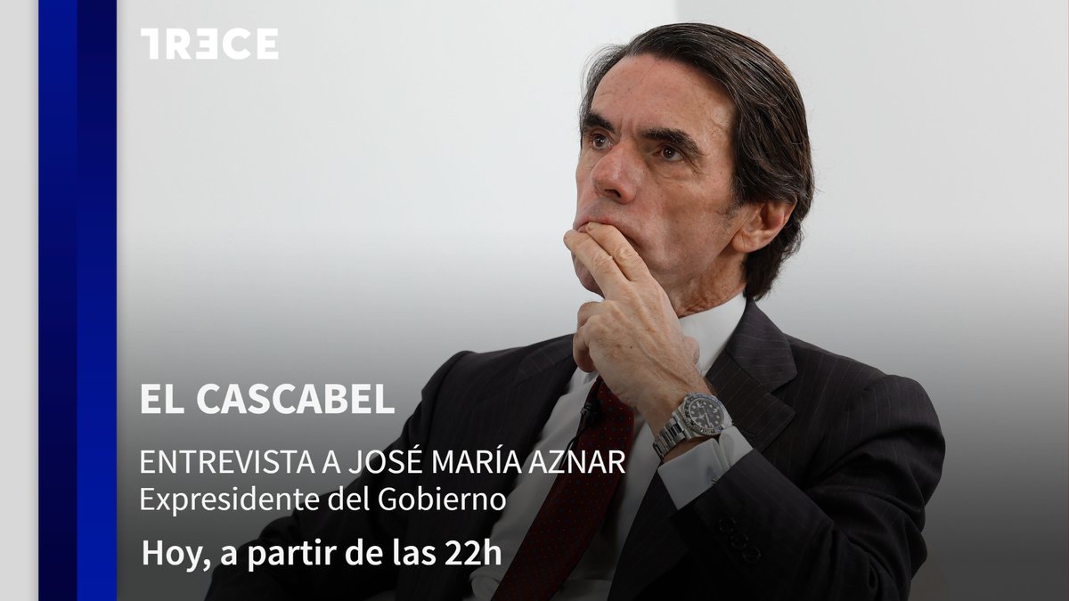 TRECE (@trece_es) on Twitter photo 📺 Esta noche, no te pierdas la entrevista a José María Aznar, expresidente del Gobierno, en <a href="/ElCascabelTRECE/">El Cascabel</a>
⏰ A partir de las 22 h, en TRECE y trecetv.es
➡️ cope.es/n/3015346 📺 Esta noche, no te pierdas la entrevista a José María Aznar, expresidente del Gobierno, en <a href="/ElCascabelTRECE/">El Cascabel</a>
⏰ A partir de las 22 h, en TRECE y trecetv.es
➡️ cope.es/n/3015346