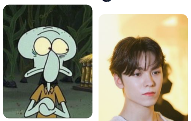 "omg, Chwe Hansol 😳"
same Squidward
