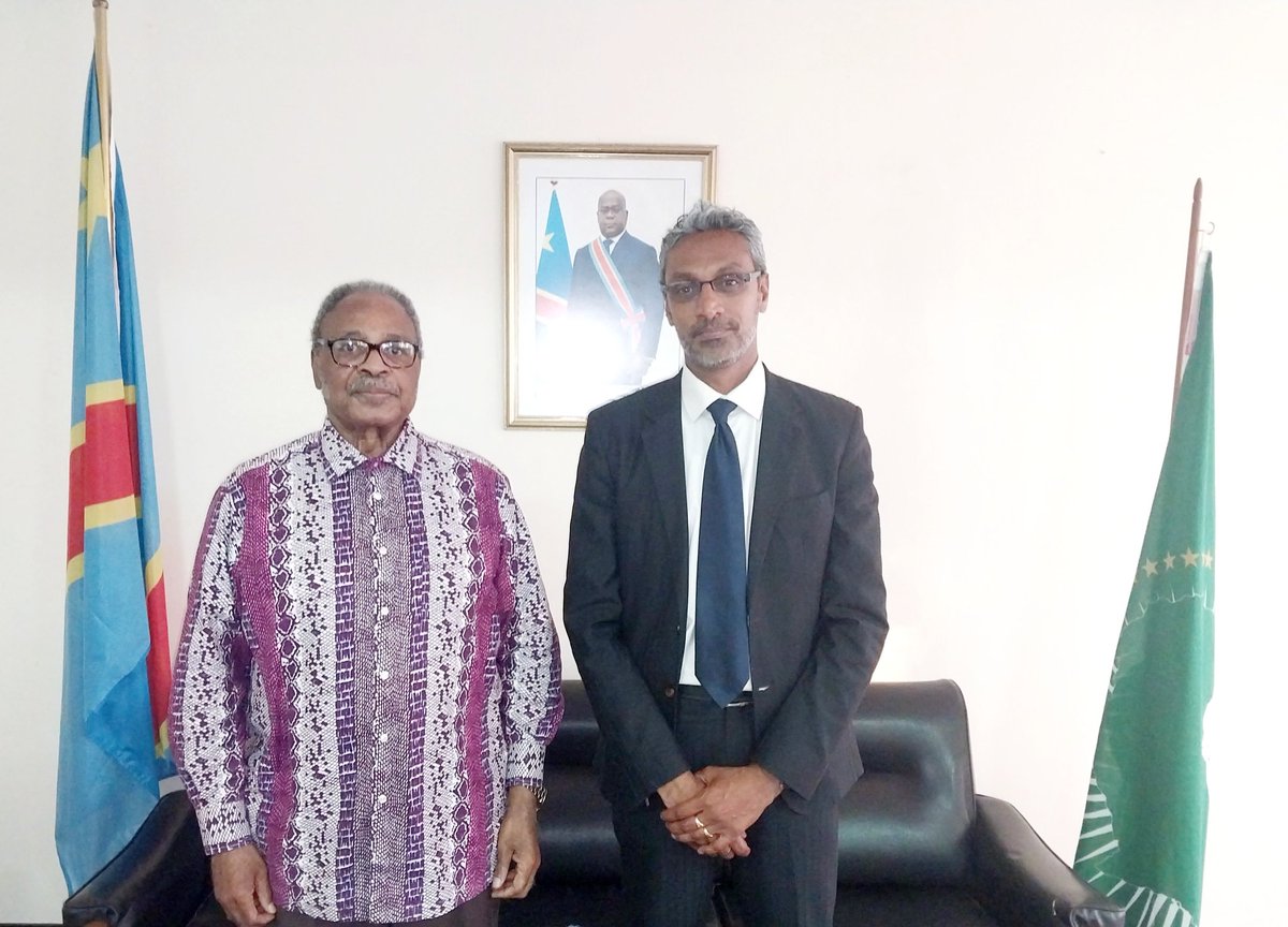 Meeting with Ambassador Ngandu from the Democratic Republic of Congo (#RDC) during which discussions focussed on the #SADC planned military deployment in Eastern DRC in the light of all the peace and security problems which have been ongoing for a long time 
#AfricanUnion #AUPSC