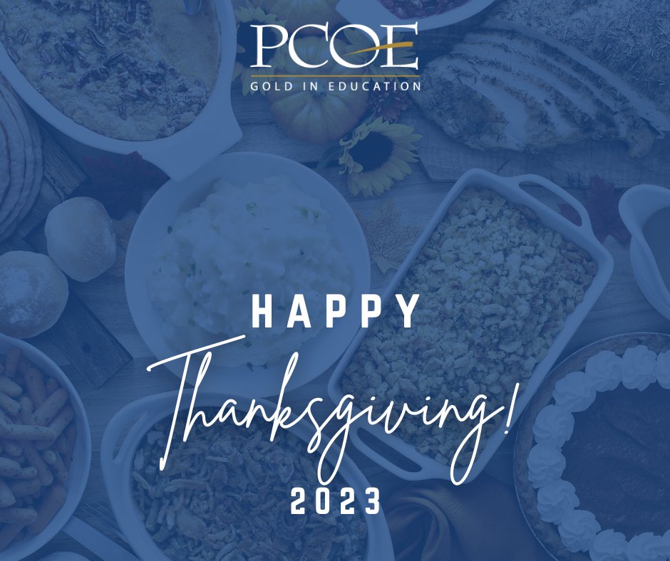 Placer_COE's tweet image. Today, we are wishing a very happy Thanksgiving to all of our Placer County school communities! 

Please note: PCOE offices will be closed today and tomorrow in observance of the holiday. Business will resume on Monday, November 27.