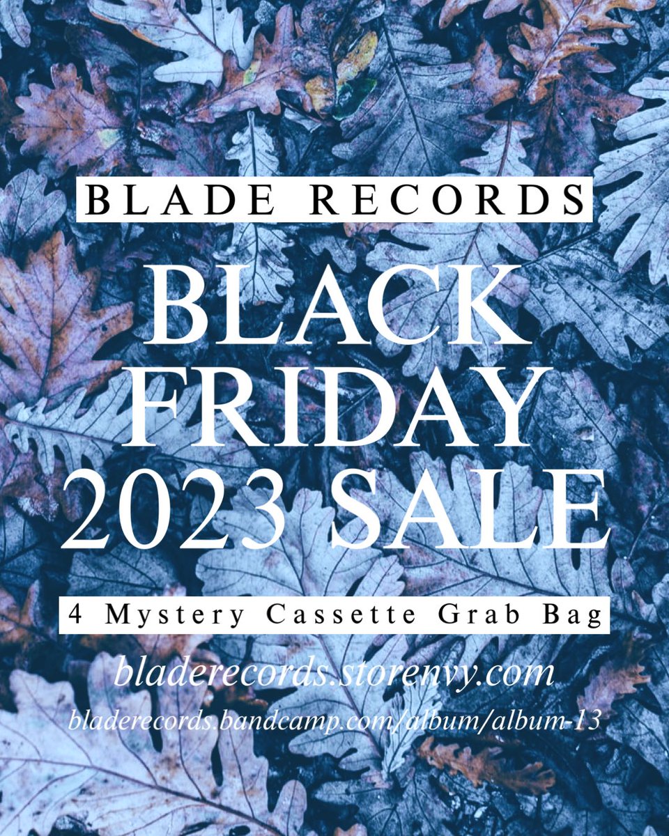 BLADE__RECORDS's tweet image. linktr.ee/bladerecords
4 Mystery Cassette Grab Bag
11 bucks only 8 available on our Bandcamp &amp;amp; Storenvy 
#BlackFriday #BlackFriday2023 #punk #diycassette #hardcorepunk #experimental #lofi #goth #postpunk #rock #cassette #vinyl