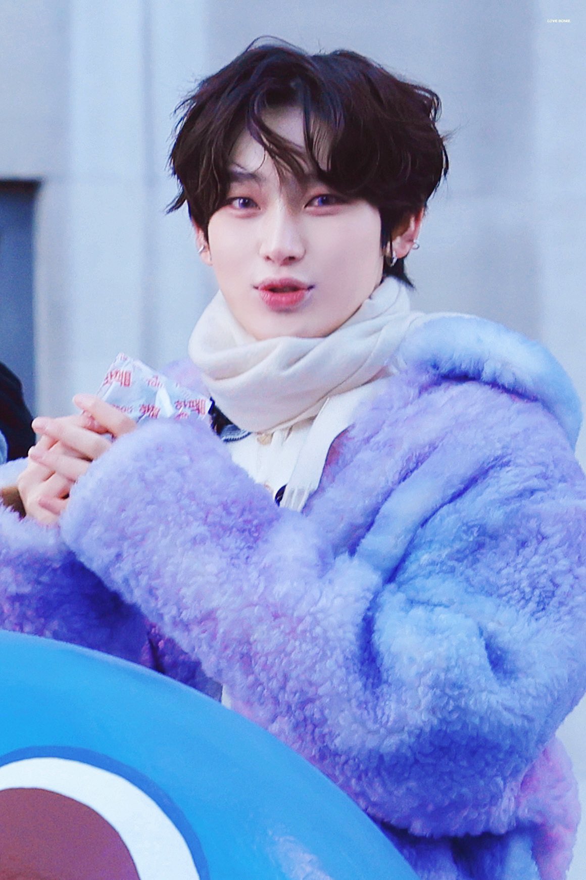 Purple fluffy coat hot sale