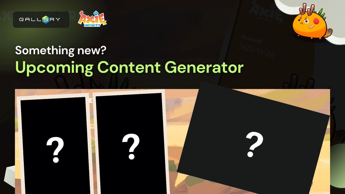 EPPPIC (@epppic_ai) on Twitter photo ๐จ NEWS ALERT ๐จ
Calling for all Axie users and Lunacian Communities! The next level of content generator by Gall3ry and <a href="/AxieInfinity/">Axie Infinity</a> is landing soonโฆ ๐ฑ
Can you guess what is this? Comment down below your answers๐๐ป๐๐ป๐๐ป
#AxieInfinity #Lunacian #RoninNetwork #SLP #AXS ๐จ NEWS ALERT ๐จ
Calling for all Axie users and Lunacian Communities! The next level of content generator by Gall3ry and <a href="/AxieInfinity/">Axie Infinity</a> is landing soonโฆ ๐ฑ
Can you guess what is this? Comment down below your answers๐๐ป๐๐ป๐๐ป
#AxieInfinity #Lunacian #RoninNetwork #SLP #AXS