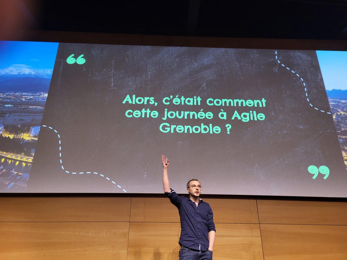 Les 2 jours de conférences <a href="/AgileGrenoble/">Agile Grenoble</a> se terminent magistralement avec "l'art de conclure" par Antoine Douchet : drôle, surprenant et apprenant !@adouchet1 <a href="/norsys/">norsys</a>