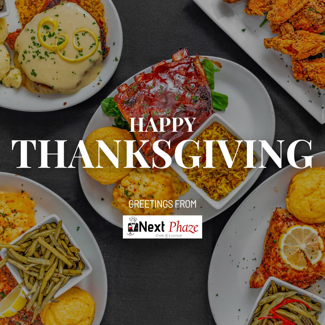 NextPhazeCafe's tweet photo. Here's to a holiday filled with good food, warm hearts, and all the reasons to be thankful. Happy Thanksgiving, everyone! 🍂🦃 https://t.co/5GDrCWLYJ3