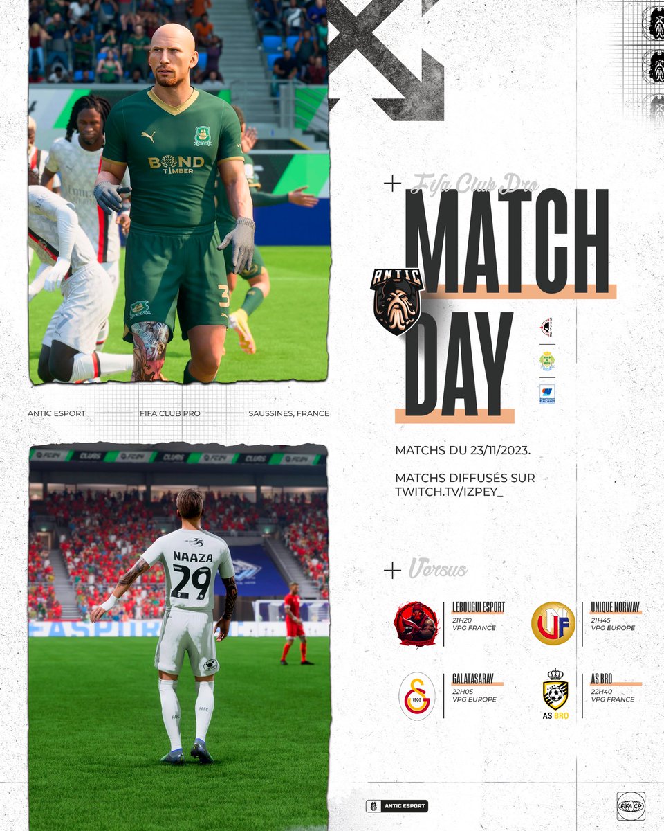 ⚽️ 𝗠𝗔𝗧𝗖𝗛𝗗𝗔𝗬 ! 4️⃣ matchs au programme ce soir pour nos Pirates, qui doivent confirmer la bonne session de mardi ! 🦑

▶️ twitch.tv/izpey_ (21h20)

#EAFC24 <a href="/VPGFrance_/">VPG France</a> <a href="/OfficialVPG/">Virtual Pro Gaming</a>