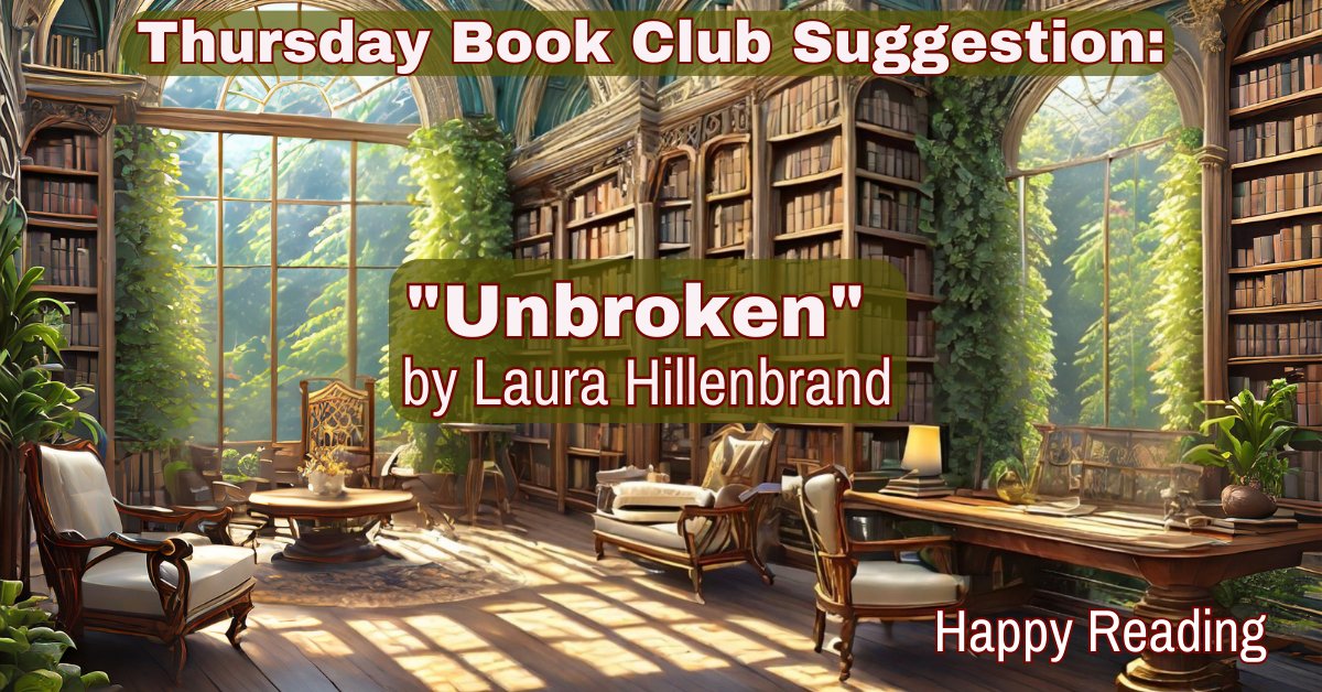 📚 Thursday Book Club Suggestion: 'Unbroken' by Laura Hillenbrand
A gripping tale of survival and resilience, following the incredible journey of Olympian Louis Zamperini during World War II. #Unbroken #SurvivalStory #ThursdayBookClub #BookSuggestion  #cognitivebias #bookclub