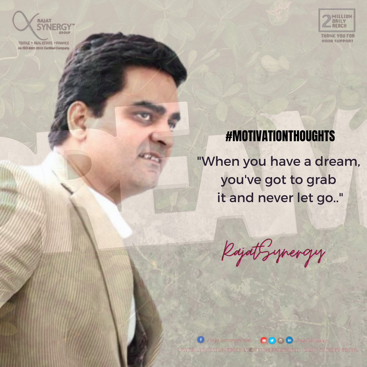 rajatsynergy's tweet image. #MOTIVATIONTHOUGHTS

&quot;When you have a dream, 
you&apos;ve got to grab 
it and never let go..&quot;

#RajatSynergy #RajatMohanPathak
