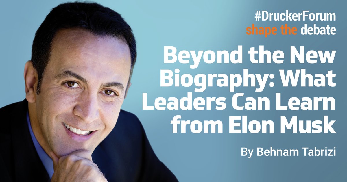 New blog post by <a href="/TabriziBehnam/">Behnam Tabrizi</a>: "Beyond the New Biography: What Leaders Can Learn from Elon Musk".

Walter Isaacson’s biography of Elon Musk covers a lot of ground. Great reading – but what can a leader learn from Isaacson’s account?

Full article 👇🏻
druckerforum.org/blog/beyond-th…