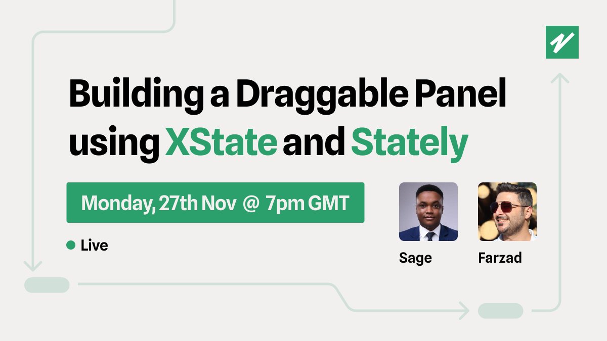 I'm starting a new livestream series with Farzad @farzad_yz that focuses on how to build complex UI components using @statelyai Studio. The first episode is happening Monday (27th Nov) next week. Look forward to designing a draggable and resizable panel with some cool features.