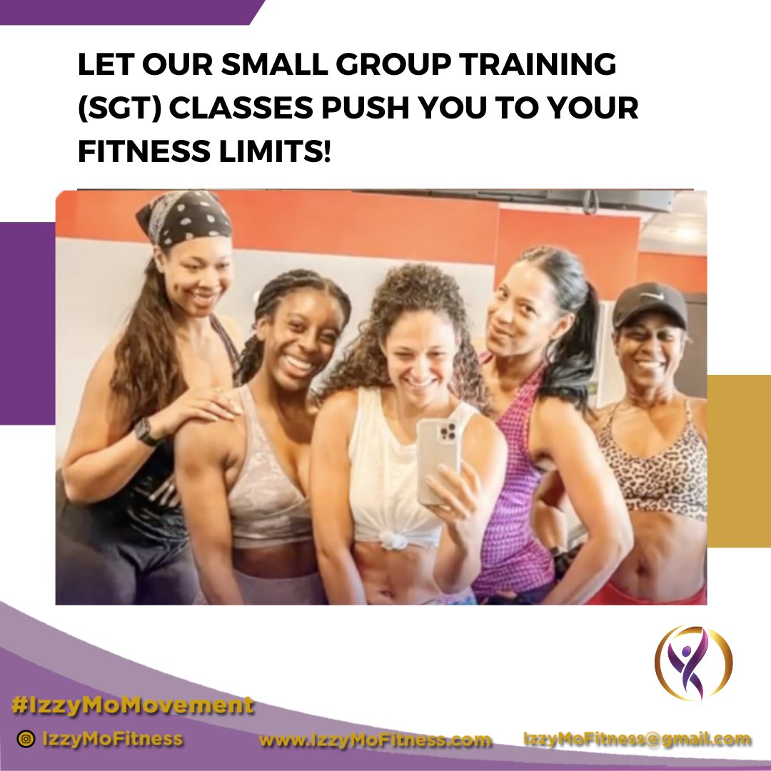 Let Our Small Group Training (SGT) Classes Push You to Your Fitness Limits!

Visit our website izzymofitness.com/pages/-houston…

#SmallGroupTraining #FitnessGoals #FunWorkouts #Camaraderie #PersonalizedAttention