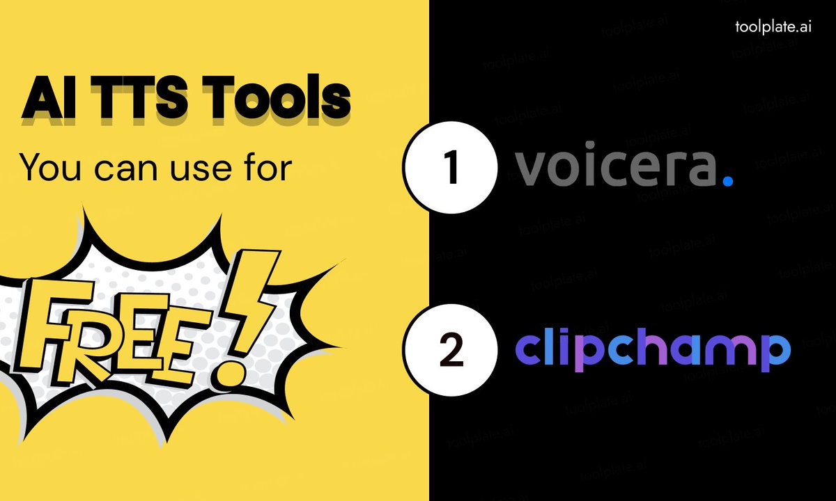 toolplate_ai's tweet photo. "Spice up your videos without burning a hole in your pocket! 🎙️
 
Unleash the power of Text-to-Speech AI for sizzling voiceovers—why pay more? 

#Clipchamp #Voicera #aitools #OpenAI #SamAltman https://t.co/ZlUSFbMlhy