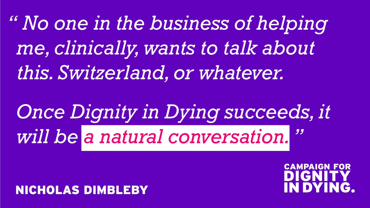 Thank you to @dimbleby_jd and Nicholas for having this important conversation. With an assisted dying law, everyone could have more open conversations at the end of life - including those who choose not to use it.