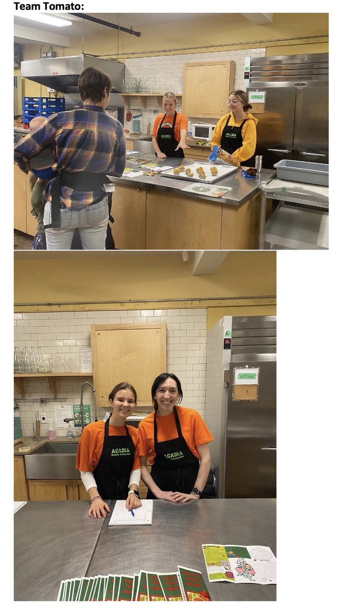 Some candid photos from @AcadiaNutrition Kitchen Wizards 🧙‍♀️ from Teams Pumpkin, Cauliflower & Tomato. Students from the first year Foods 1 course are committed to supporting local food & connecting with @wolffarmmarket through the class project. Still a few more weeks of tastes!