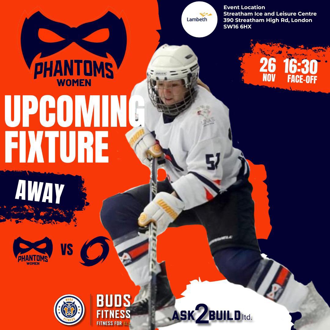🔵 Upcoming Away Fixture 🔵

Phantoms women will travel to Streatham Storm in their season rematch!

Phantoms look to gain valuable points from this fixture!

🏟️ Streatham Ice and Leisure Centre 
🗓️ 26th November 2023
⏰ 4:30pm F/O
🎟️ Free Entry