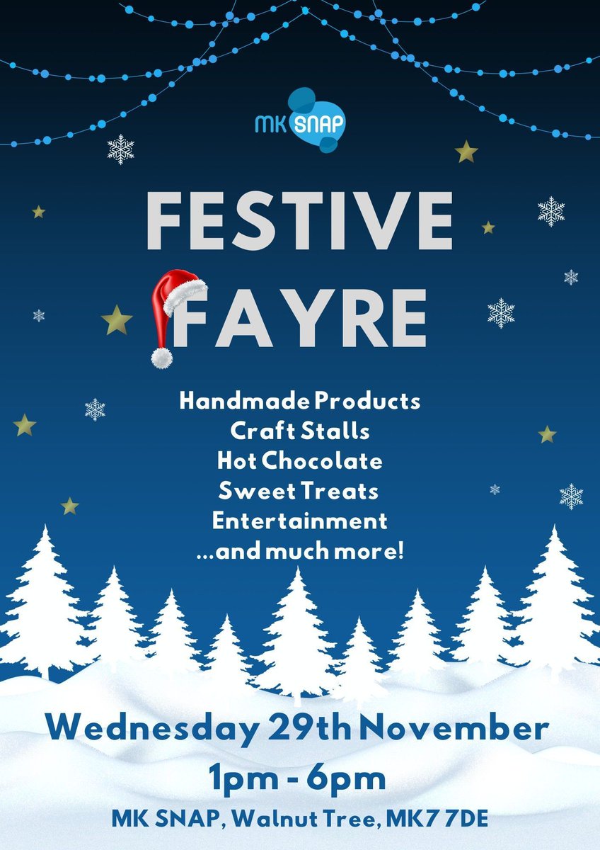 Why not get ahead with the Christmas shopping by visiting the @mksnap Festive Fayre next Wednesday? Handmade products, craft stalls and much more. All are welcome! @KempProfessor #education #charity #lovemk #Christmas2023