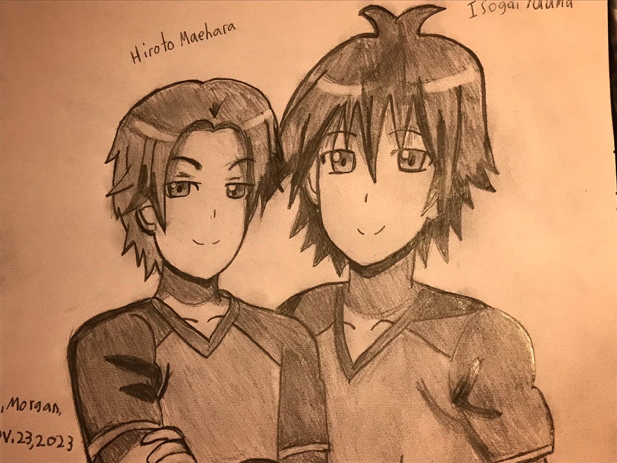 I did a pencil sketch of Hiroto Maehara and Isogai Yuuma from Assassination Classroom today.#AssassinationClassroom #AnimeArt #pencilsketch