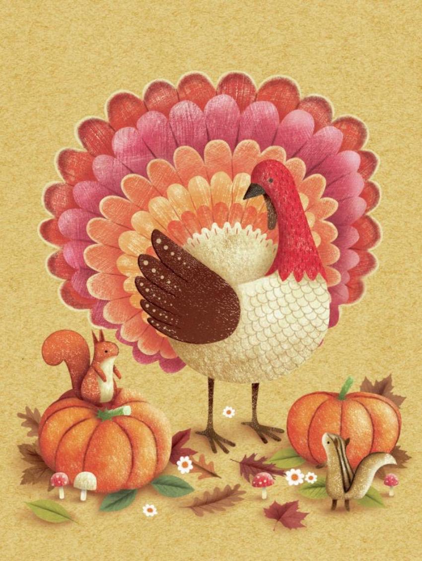 Wishing all our friends in the U.S. a Happy #Thanksgiving with this adorable #turkey #artwork by James Newman Gray!