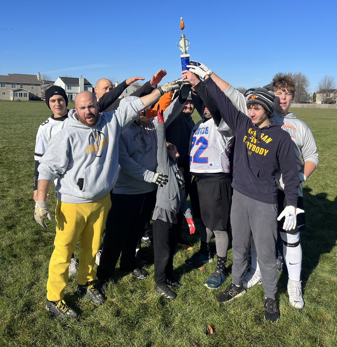 bsmith565's tweet photo. Turkey Bowl Championship #4.   Team #OMR 2.0 came to play!  #Champs https://t.co/b48vs45JJJ