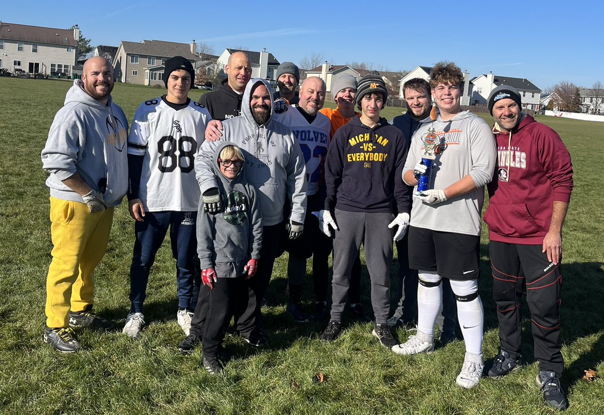 bsmith565's tweet photo. Turkey Bowl Championship #4.   Team #OMR 2.0 came to play!  #Champs https://t.co/b48vs45JJJ