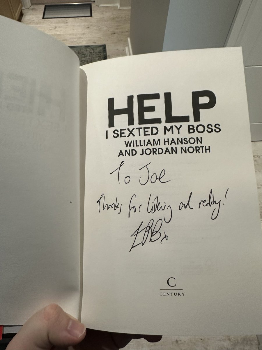 Delighted to spend yesterday evening with @williamhanson and @TheOfficialJVS at The Luxury Podcast record. Mother in law got a shoutout as the Hyacinth of Tunbridge Wells. But even more excitedly, my book signed by the unquestionably wonderful @bajcartwright #EPB @sextedmyboss