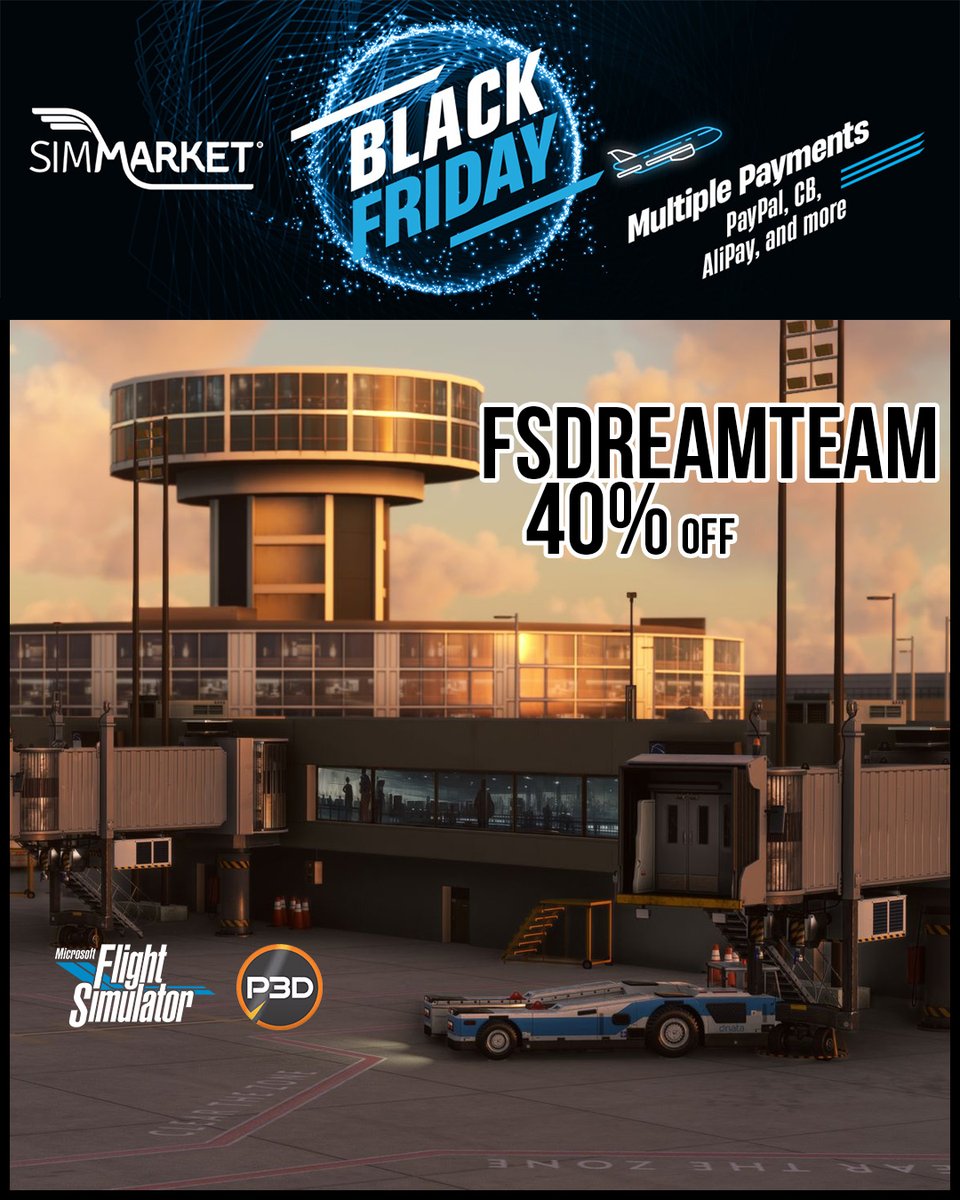 simflight's tweet image. ⬛⬛ #BLACKFRIDAY SALES ⬛⬛
#FSdreamteam 40% OFF MSFS P3D FSX All products including KIAH Houston MSFS, Zurich MSFS and Chicago V2 MSFS until November 30th
secure.simmarket.com/promotions.php…

Check our selection of the +100 best products on SALE 👇
secure.simmarket.com/promotions.php…

#SIMMARKET
