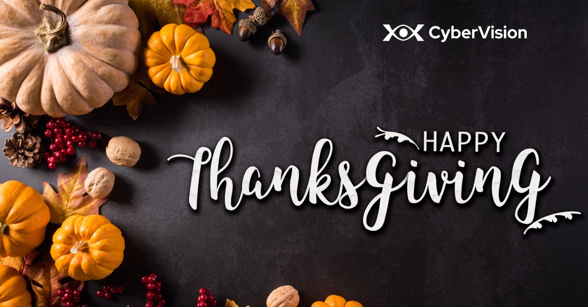 🍂 Sending warm wishes to our wonderful CyberVision community for a bountiful Thanksgiving! 🦃

May your day be brimming with joy, laughter, and memorable moments. Here's to a delightful celebration! ✨

#thanksgiving #happythanksgiving #thanksgiving2023