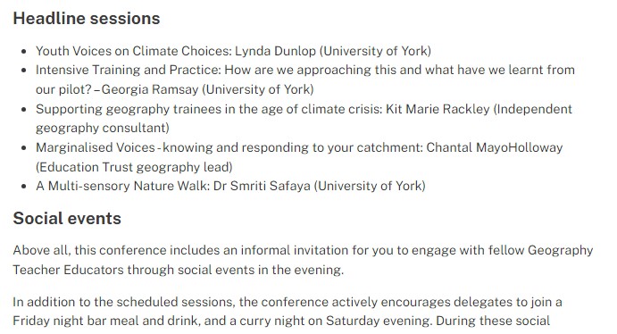 Calling all geography Teacher Educators <a href="/GTEConf/">Geography Teacher Educators (GTE)</a>  - have you booked your place yet? <a href="/The_GA/">Geographical Association</a> see portal.geography.org.uk/event/view/E00… for further details #ITE #ITT #geographyteacher - a great line up of sessions not to be missed - see you in York!