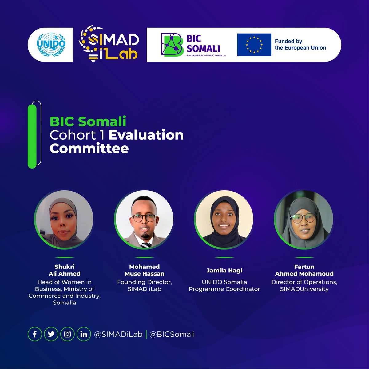 Meet Our Sales Pitch Judges !

We're thrilled to announce our panel of expert judges, each a distinguished authority in business and entrepreneurship. Their deep knowledge and vast experience will be invaluable as they rigorously assess our mentees' pitches.

#BICSomali