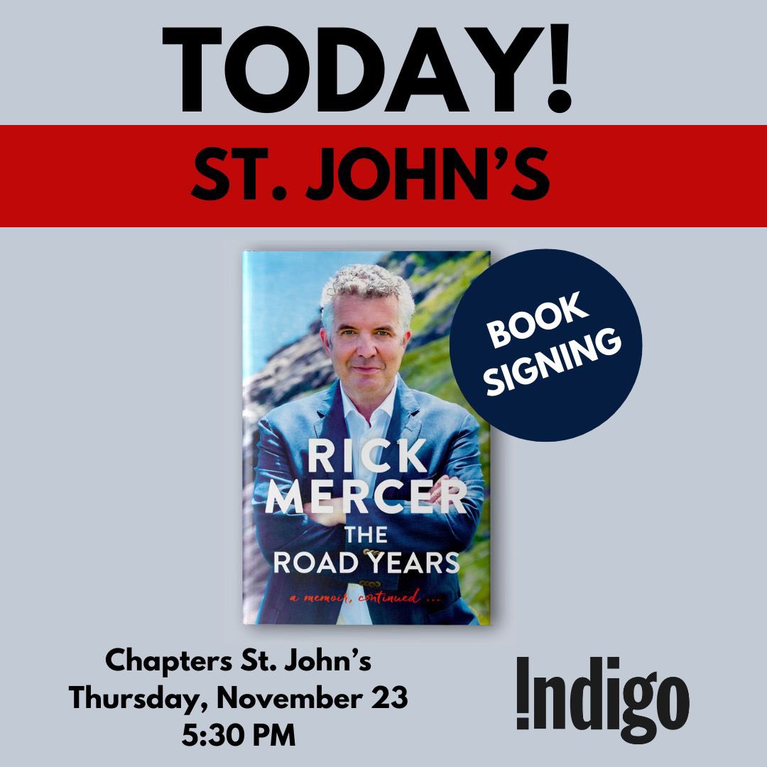 Hello St John’s - I’ll be at Chapters today at 530 signing my book. Christmas taken care of !