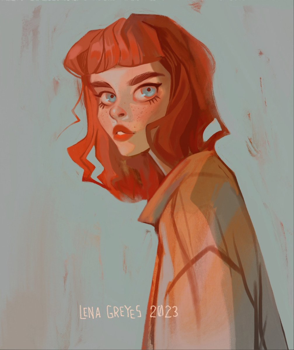 LenaGreyes's tweet photo. Quick &amp; cute portrait study

#noai #digitalart #GingerHair #freckles #portrait #artstudy https://t.co/6xn9a5ApBu