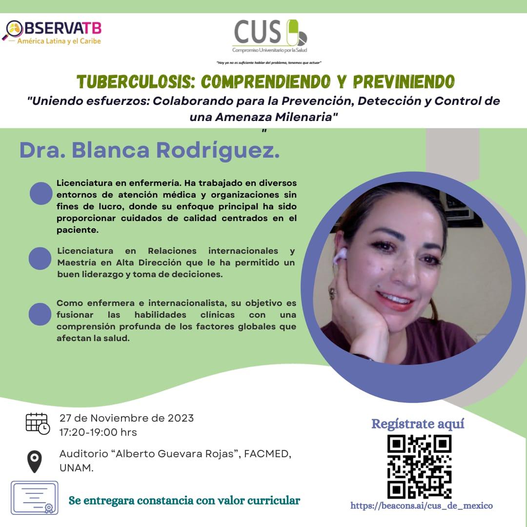 MovimientoCUS's tweet photo. Este 27 de noviembre tendremos un foro de #tubérculosis, con dos ponentes especiales el Dr Giorgio Franyuti y la Dra Blanca Rodríguez. 
Los esperamos!!!

Tiene Qr de registro y constancia con valor curricular!

 #tuberculosis #TodosSomosCus  #cusméxico #FACMED #FelizJuevesATodos https://t.co/MAxUlY7P1Q