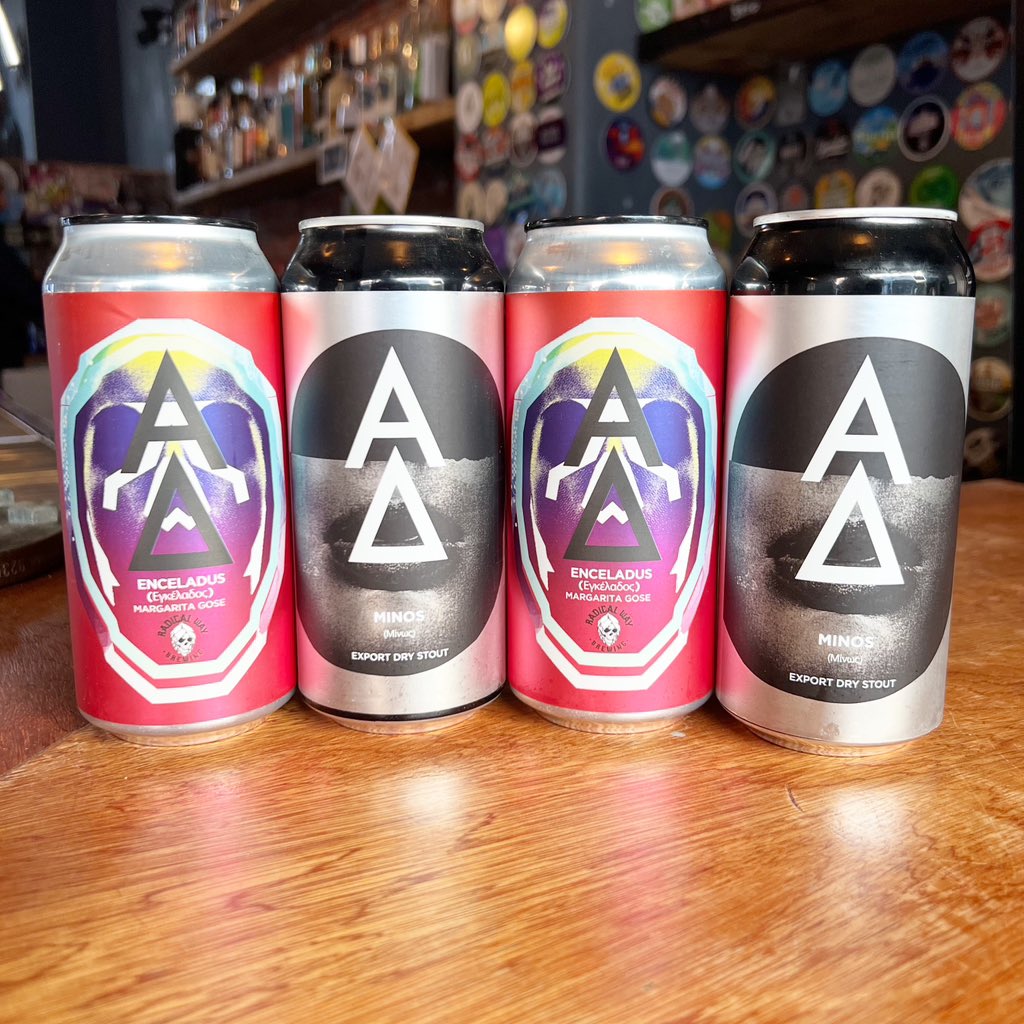 NEW, and what will be the last ever drop from Alpha Delta 😪 ‘Enceladus’ x Radical Way Collab (Cyprus) Margarita (Fruited) #Gose AND ‘Minos’ 9.5% Export Stout 💪 Full bodied w/ Chocolate & Liquorice notes 🍫 Cheers for the beers @AlphaDeltaBeer 🍻🍻 #CraftBeer #CrystalPalace