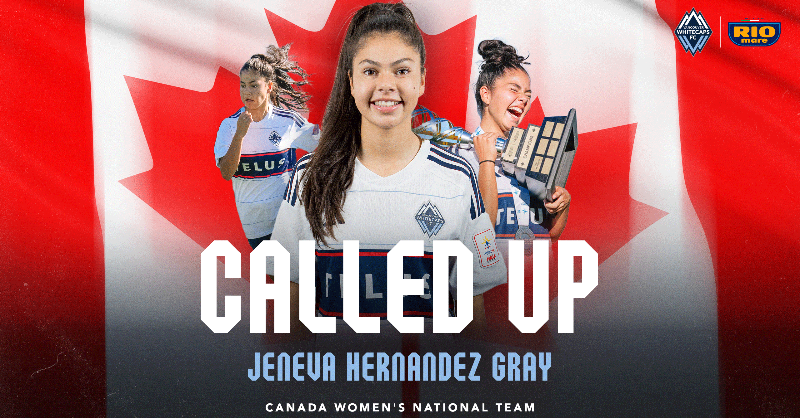WhitecapsFC's tweet photo. Coquitlam’s very own 🫡🇨🇦

17 year-old @wfcelite (a part of the @BMO academy system) midfielder Jeneva Hernandez Gray has earned her first call-up to the @CANWNT for upcoming friendlies against Australia 🇦🇺 on Dec 1 &amp; 5 in BC 🏟

Well deserved, @jenevahg07! 🥳

#VWFC| #riomare