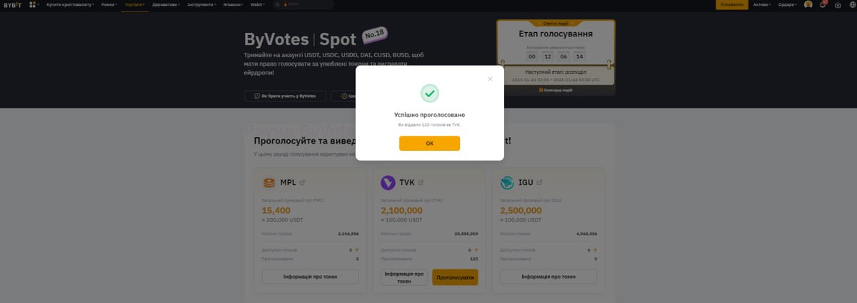 віддаємо свої голоси за $TVK