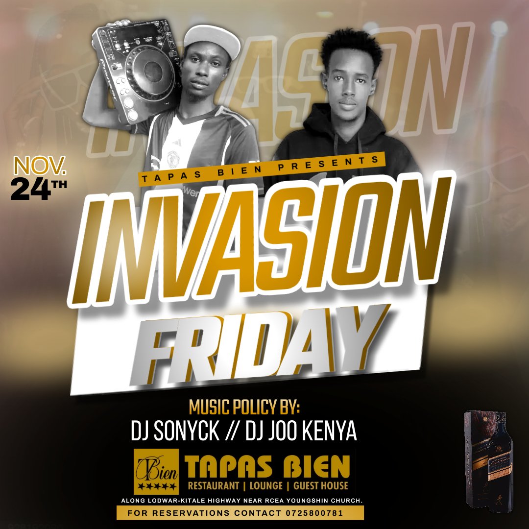DJJOOKENYA1's tweet photo. We Invade like no other Fridays pale @TapasBienLounge https://t.co/USo3RyKiQU