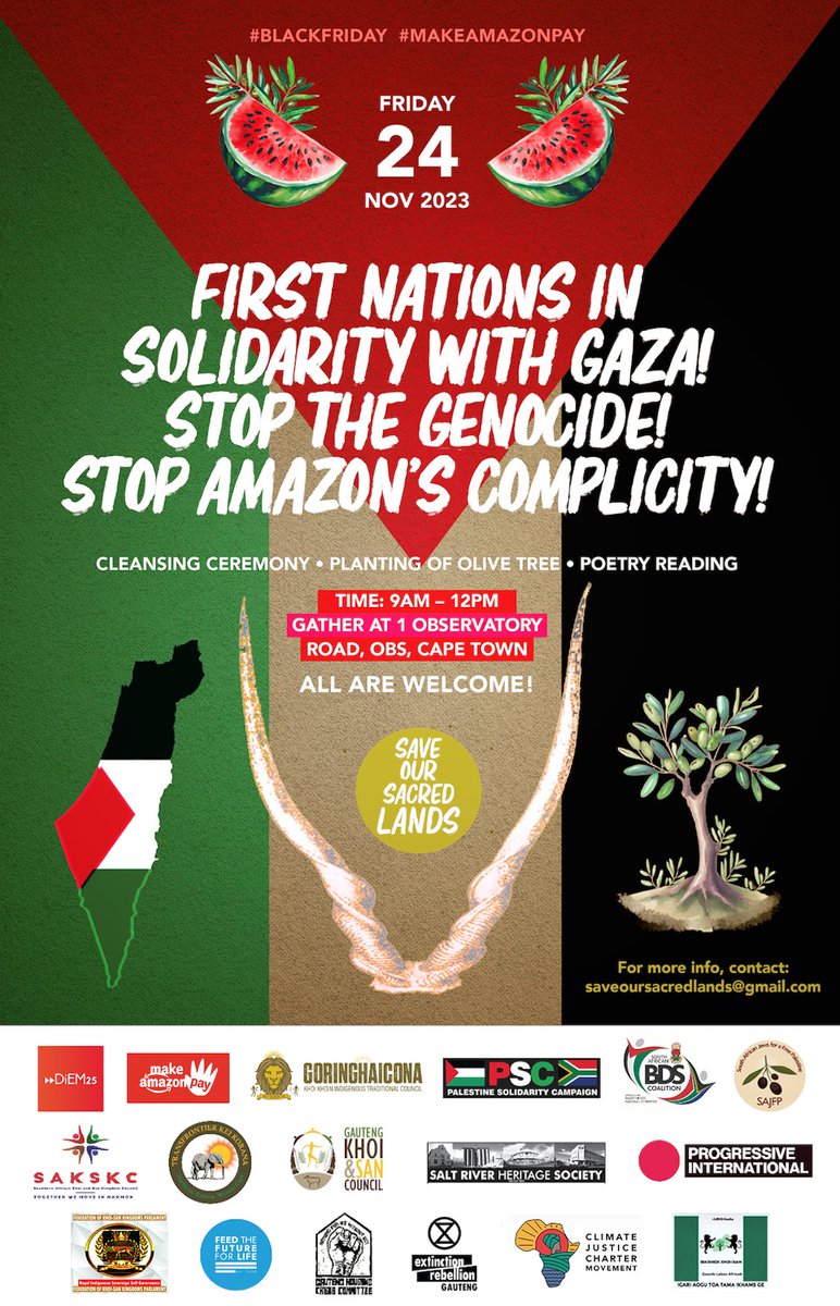 HAPPENING TOMORROW: Solidarity action tomorrow Nov 24th, at the Two Rivers Urban Park (next to the Amazon headquarters) between 9am and 12pm.  
#Palestine #FreePalestine #MakeAmazonPay #IsraeliNewNazism #IsraelisGenocidalState