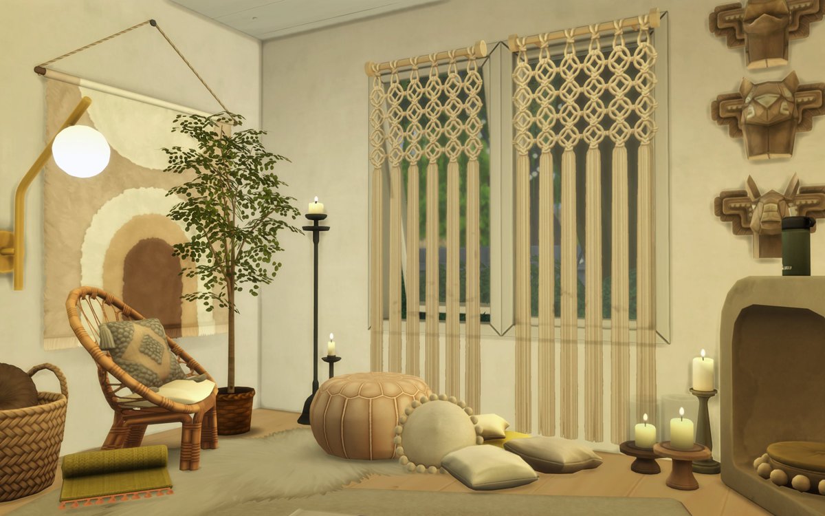 jessi_writes's tweet photo. Been decorating a boho house while I've been sick and I am super pleased with the little yoga/meditation room. #ShowUsYourBuilds #Sims4 https://t.co/CnhYTNBzet
