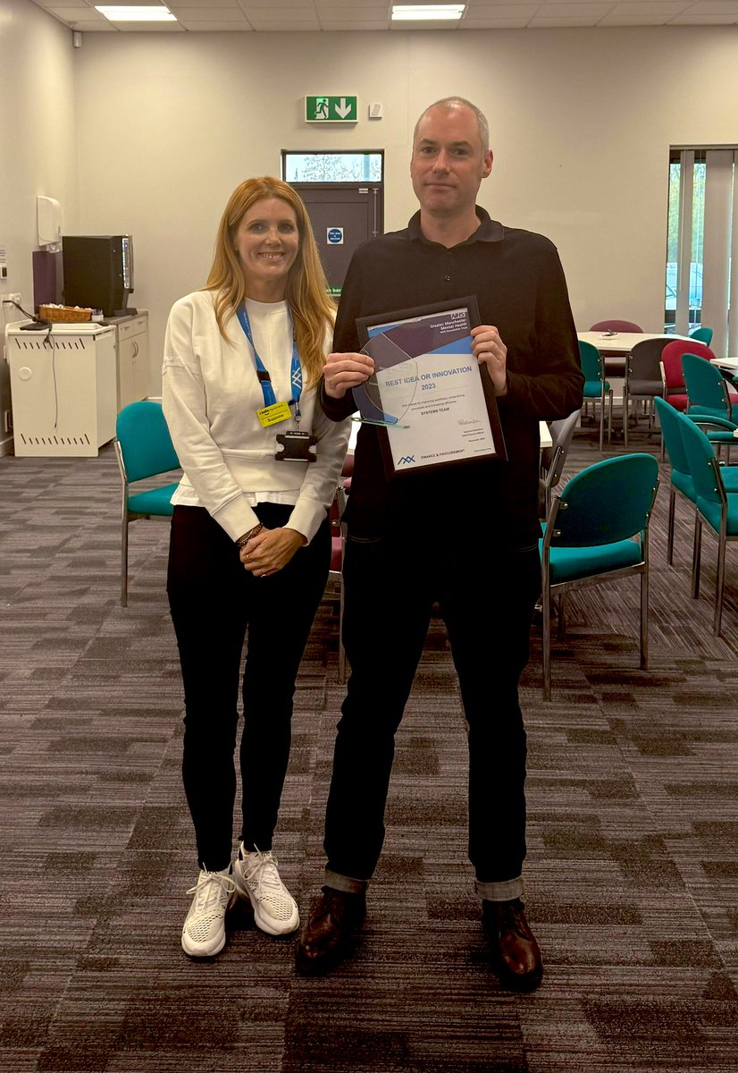 Best idea or innovation 💡 was awarded to our fantastic systems team for their work on improving processes and supporting changes to monthly reporting 🏆 <a href="/suzanneFINANCE/">Suzanne Robinson</a> <a href="/GMMH_NHS/">Greater Manchester Mental Health</a>