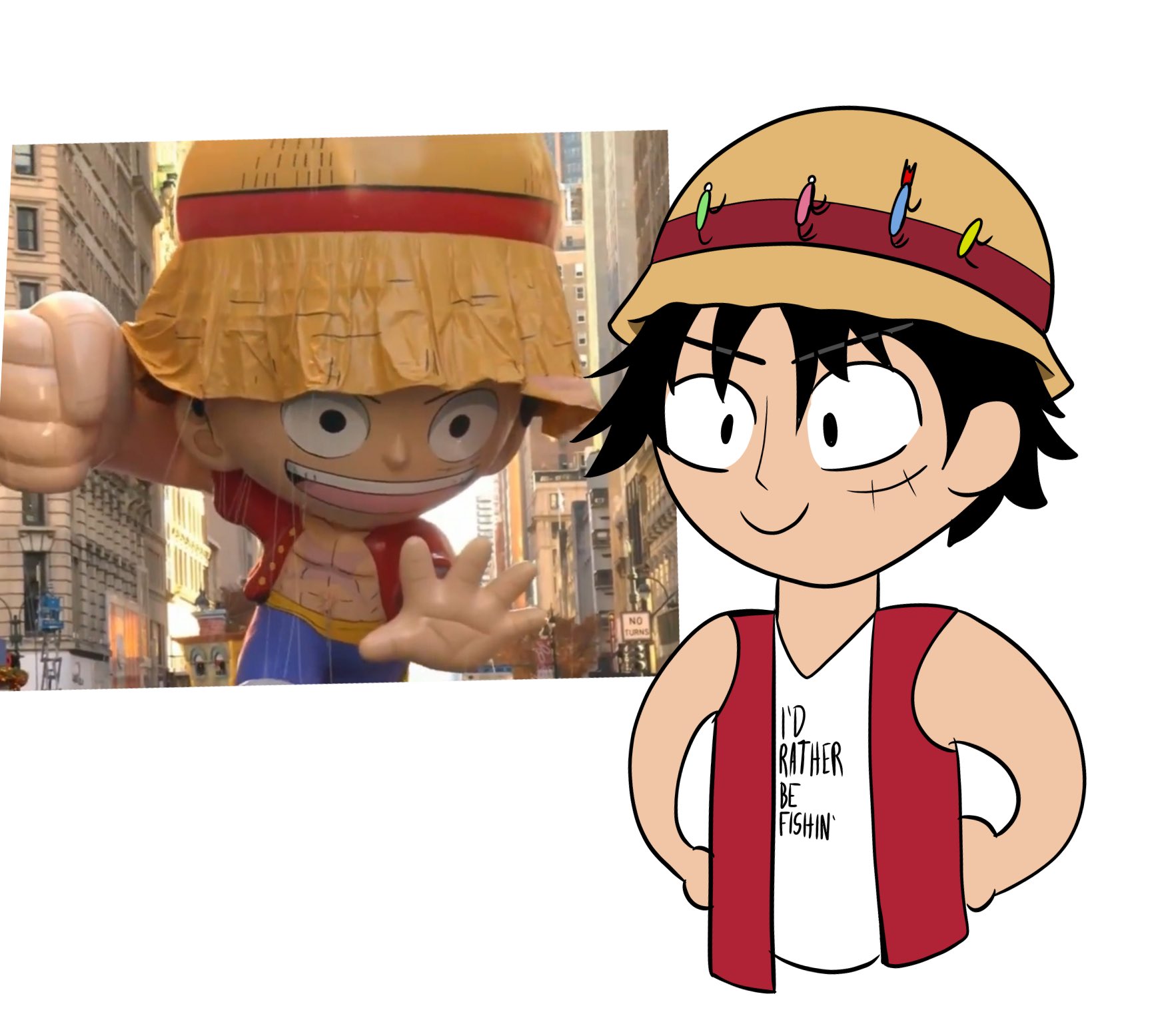 JigglyJacob on X: Bucket Hat Luffy going fishing for the One Piece   / X